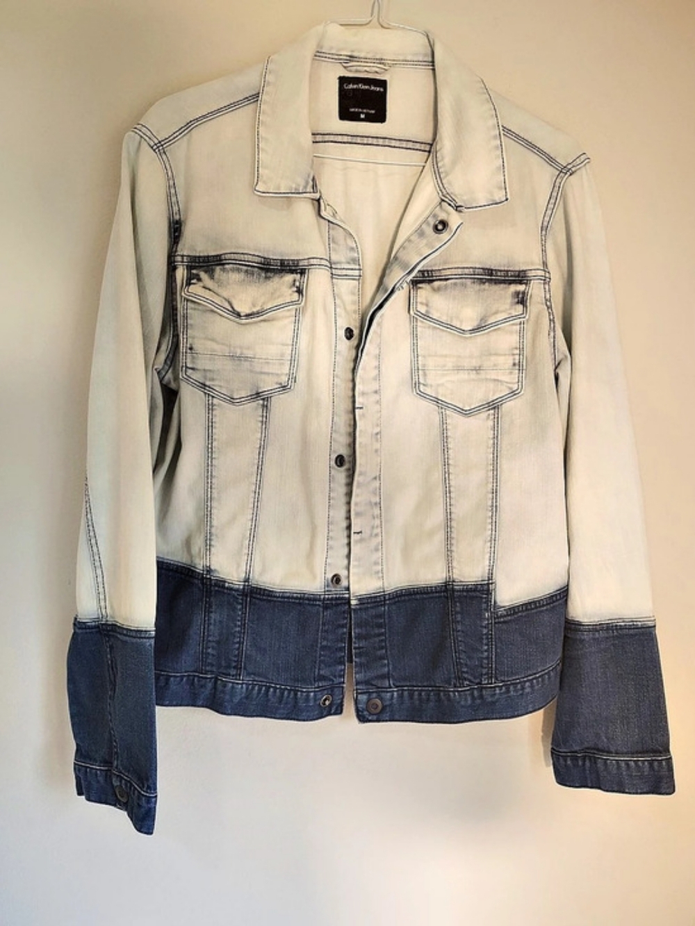 Calvin klein Color Block Jean Jacket in Blue & White Like New
